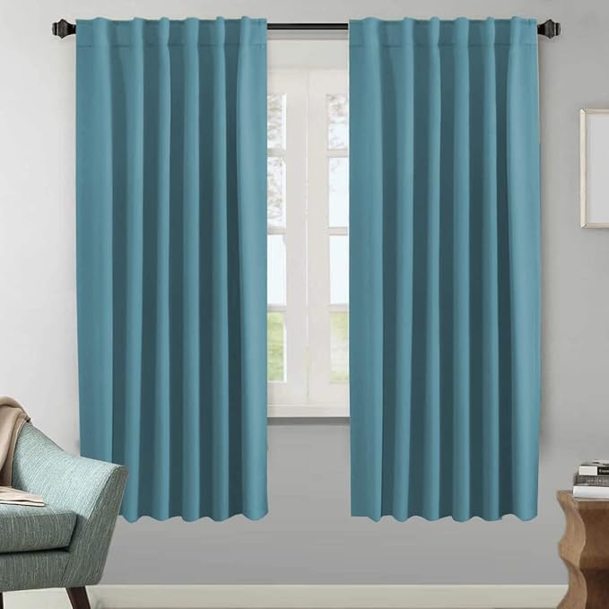 H.VERSAILTEX Blackout Curtains Thermal Insulated Window Treatment Panels Room Darkening Blackout Drapes for Living Room Back Tab/Rod Pocket Bedroom Draperies (2 Panels, Storm Blue, 52 x 72 Inch)