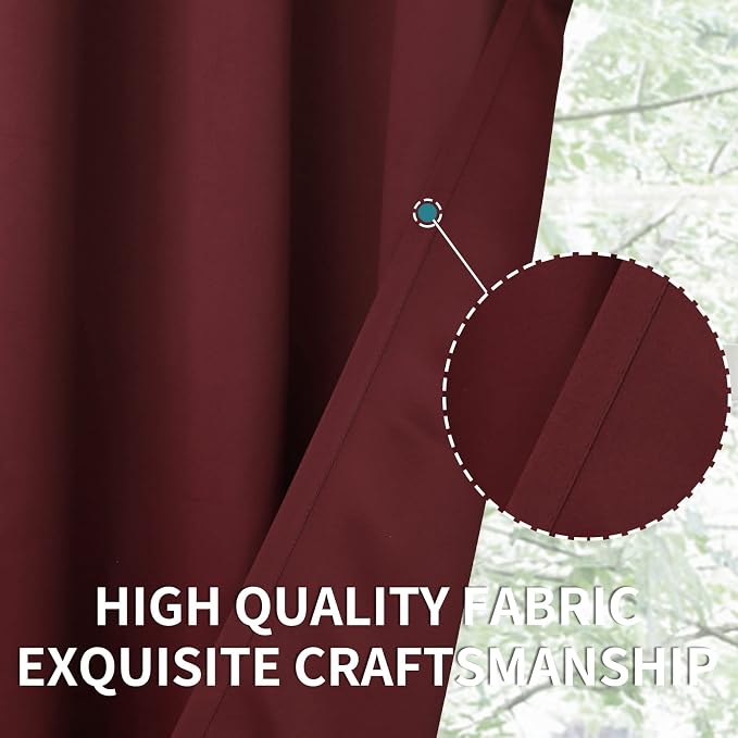 BGment Blackout Curtains for Bedroom - Grommet Thermal Insulated Room Darkening Curtains for Living Room, Set of 2 Panels (52 x 45 Inch, Burgundy) | Grommet Top, Black Out, Room Darkening, Sunblock, Thermal Insulated, Window Drapes for Kids Boys Room, ...