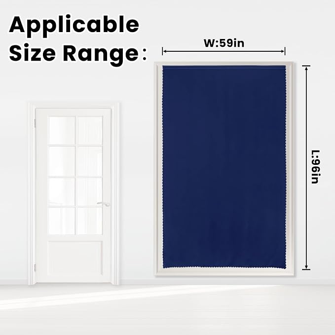 Self Adhesive Portable Blackout Curtains for Bedroom Easy to Install Window Thermal Lnsulated Kitchen Room Darkening Small Window Curtains, 59" W X 96" L, Navy Blue, 1 Panel