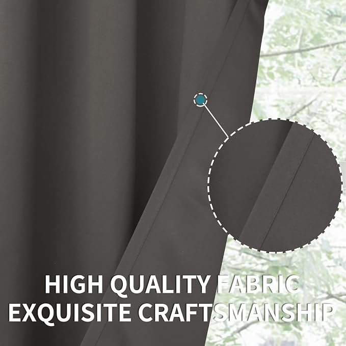 BGment Grey Blackout Curtains for Bedroom 54 Inch Long - 2 Panels | Grommet Top, Black Out, Room Darkening, Sunblock, Thermal Insulated, Window Drapes for Kids Boys Room, 46x54 Inch