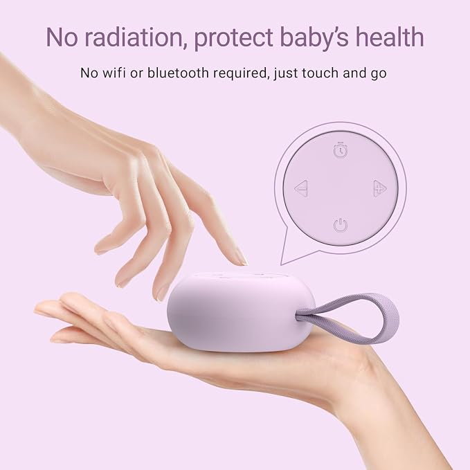 Portable Baby Sound Machine & Essentials for Babies & Kids-Purple | White Noise Machine[Timer Function][20 Soothing Sounds][15 Hours Battery Life]Travel,Registry,Gifts,Clips on Baby Stroller