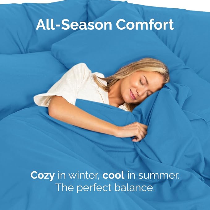 King Flat Sheet - Single Top Flat Sheet Only - Soft & Cooling - Denim Blue | Hotel Luxury Top Flat Sheet Only, Ultra-Soft, Breathable & Cooling, Fade & Wrinkle Free, Easy-Care, Stain & Shrink Resistant