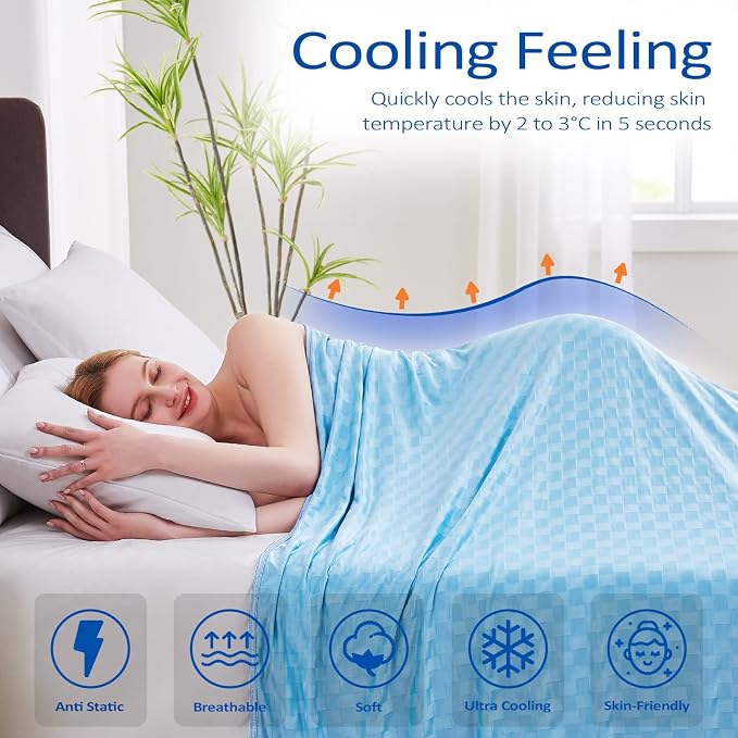 Topcee Cooling Blanket, Summer Cooling Blankets for Hot Sleepers, Arc-Chill Q-Max>0.5 Cool Fiber, Oeko-TEX 100% Certified, Soft, Breathable, Double-Side Bed Throw,Keep Cool for Adults Kids 90"x108"