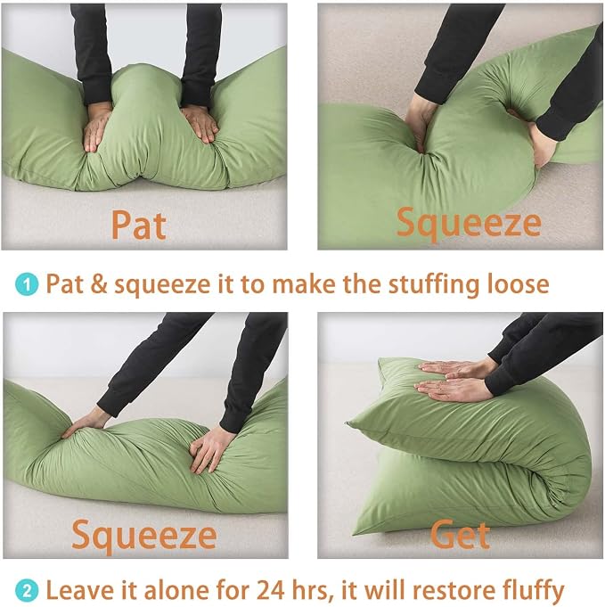 WhatsBedding Memory Foam Body Pillow with Cover, Long Bed Pillow for Adults | Breathable Zippered Cotton Cover,Long Pillow for Sleeping, Firm Pillow Fluffy Supportive for Side Sleepers