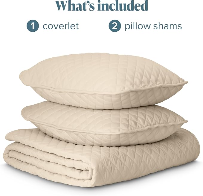 Bare Home Coverlet Set - King Size - Lightweight Bed Decor - Comforter Alternative - All-Season Quilted Bedspread (King, Sand)