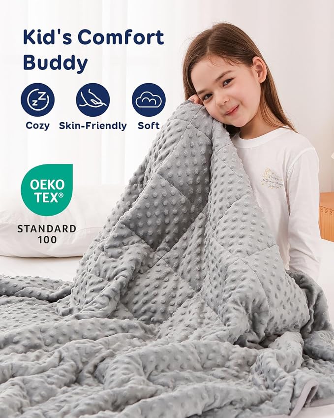 3lbs Weighted Blanket, Cooling Soft Minky Dot Heavy Blankets, 36"x48" | Gentle Hug-Like Comfort, Reversible Cooling & Cozy for All Seasons, 7-Layer for Even Weight Distribution, Machine Washable