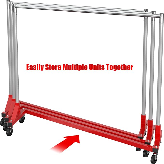 Simple Houseware Industrial Grade Z-Base Garment Rack, 63" W/500Lb, Red