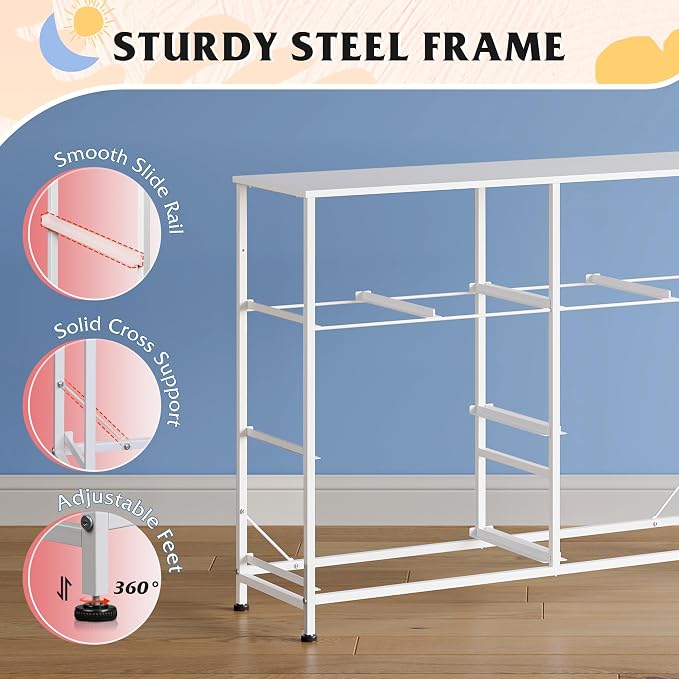 WLIVE Wide Dresser for Bedroom, 8 Drawer Chest of Drawers, Purple | 8 roomy fabric drawers, Wide storage design, Bedroom or closet use, Sturdy steel frame, Smooth wood tabletop