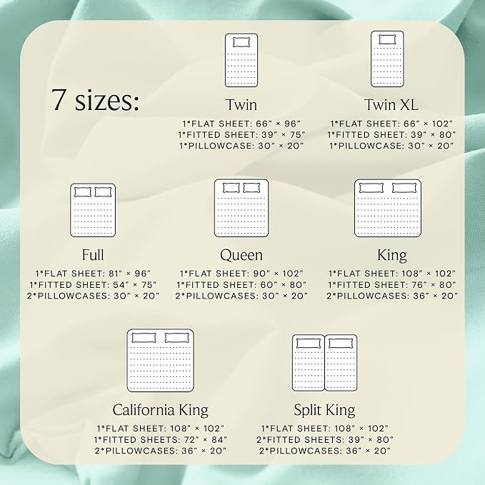 LuxClub Queen Size Sheet Set, Cooling & Soft Deep Pocket Bed Sheets, 4PC | LuxClub Silky Fitted Sheet & Pillowcase Sets, Breathable Hotel Luxury Bedding for Mattress Wrinkle Free, Aquamarine