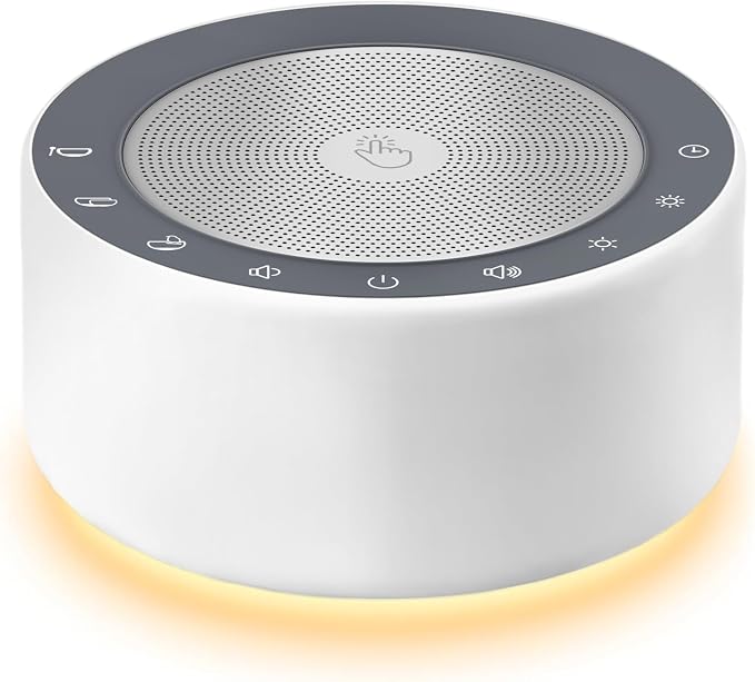Kipcush White Noise Machine for Baby & Adults, 30 Soothing Sounds, Soft Non-Glare Nursery Lamp, 8 Color Night Lights, Memory Function (New Ocean Theme, Standard)