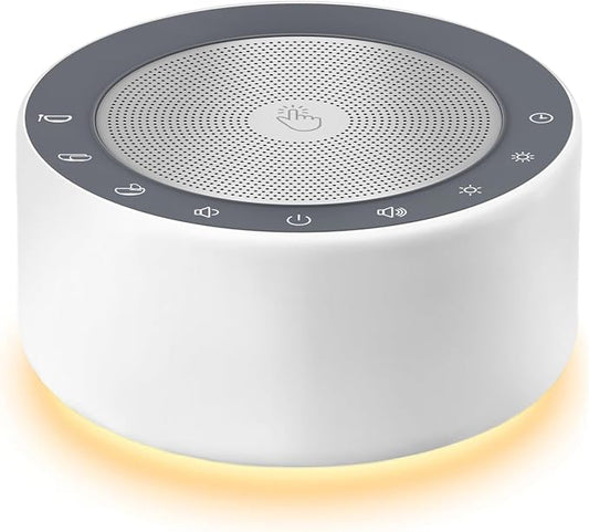 Kipcush White Noise Machine for Baby & Adults, 30 Soothing Sounds, Soft Non-Glare Nursery Lamp, 8 Color Night Lights, Memory Function (New Ocean Theme, Standard)