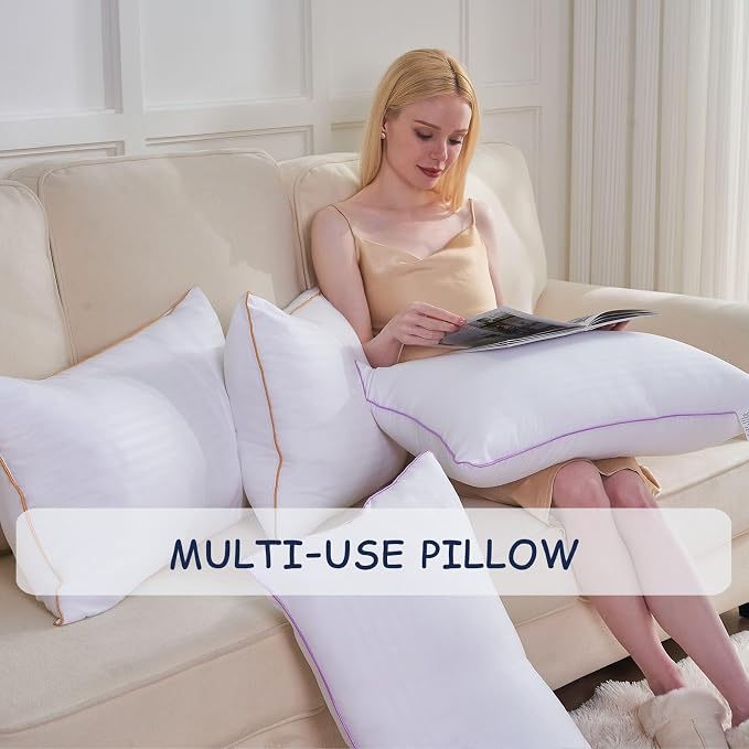 VAINOC Pillows Standard Size Set of 2,Breathable Hotel Collection Bed Pillows for Sleeping Medium Soft Down Alternative Microfiber Filled,17 x 26 Inches