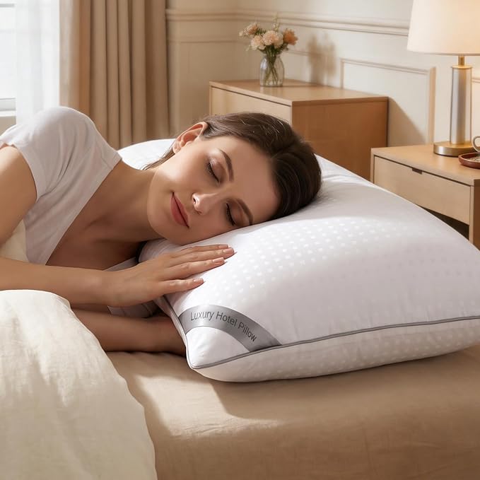 King Size Bed Pillows for Sleeping Set of 4,4 Pack Great Support Luxury Hotel Pillows for Side,Stomach and Back Sleepers(4 Pack)
