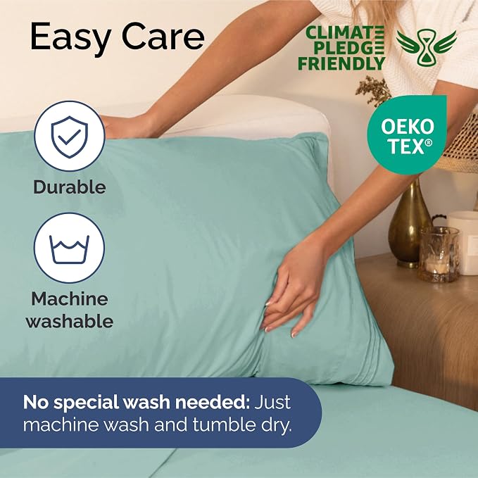 King Size 4 Piece Sheet Set - Ultra Soft & Cooling Bed Sheets - Light Teal | Fits 8 Inch to 16 inch Mattress, Wrinkle Free & Fade Resistant with Deep Pockets, Breathable, Comfy Hotel Luxury Bedding
