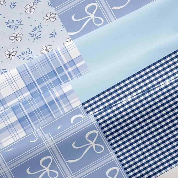 Nayoroom Plaid Duvet Cover Queen Size Reversible Blue Patchwork Checkered Duvet Cover Dorm Bedding Set 3 Pieces Soft Lightweight Washed Microfiber Farmhouse Bedding Set Gifts for Women Men