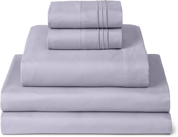 Mellanni Split King Sheets Set - 5 PC Iconic Collection Bedding | Hotel Luxury, Extra Soft, Cooling Bed Sheets - Wrinkle, Fade, Stain Resistant (Split King, Lavender)