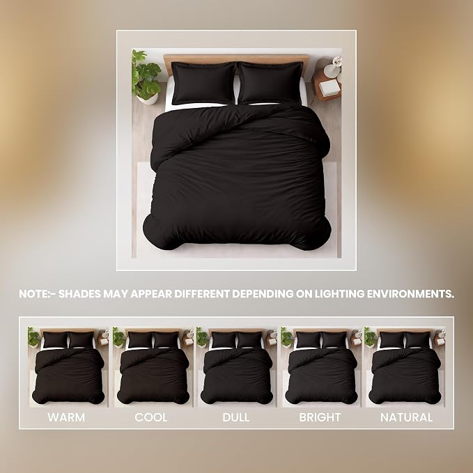 Kotton Culture 3 Pc 120" x 98" Duvet Cover Set Oversized King 100% Egyptian Cotton - 600 Thread Count Comforter Cover, Zipper Closure & Corner Ties - Fits Large King Inserts - Black
