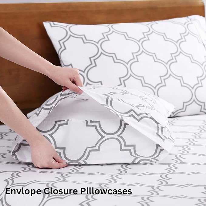LANE LINEN Twin Sheet Set 100% Organic Cotton Soft 3pc Percale - Trellis | Organic Cotton Percale Twin Sheet Set - For Hot Sleepers, All-Season Comfort, For Dorm & Guest Rooms, Crisp Hotel-Style Feel
