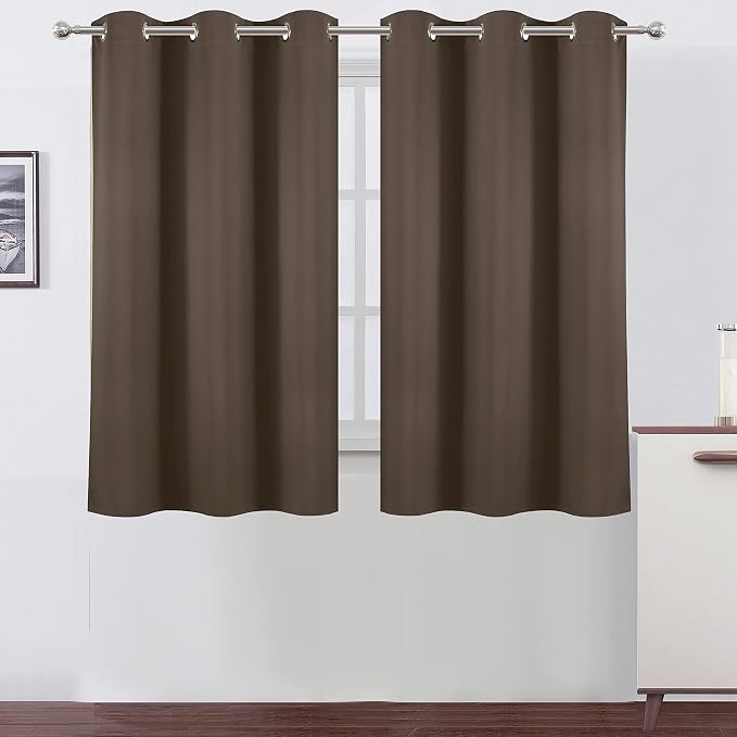 Chocolate Brown Blackout Curtains 38 x 54 Inch Length/Set of 2 Curtain Panels/Thermal Insulated Room Darkening Blackout Curtains for Bedroom