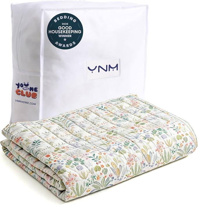 YnM 15lbs Weighted Blanket for Adults, Linen Heavy Bed Throw Blanket with Cooling Glass Beads for All Season Use, Ideal for ~140lbs (60x80 Inches, Queen, Palm Tree)