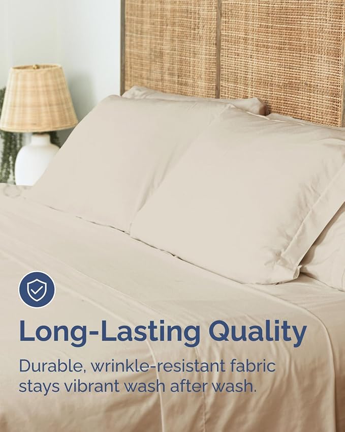 Twin Flat Sheet - Single Top Flat Sheet Only - Breathable & Cooling - Cream | Hotel Luxury Top Flat Sheet Only, Ultra-Soft, Breathable & Cooling, Fade & Wrinkle Free, Easy-Care, Stain & Shrink Resistant