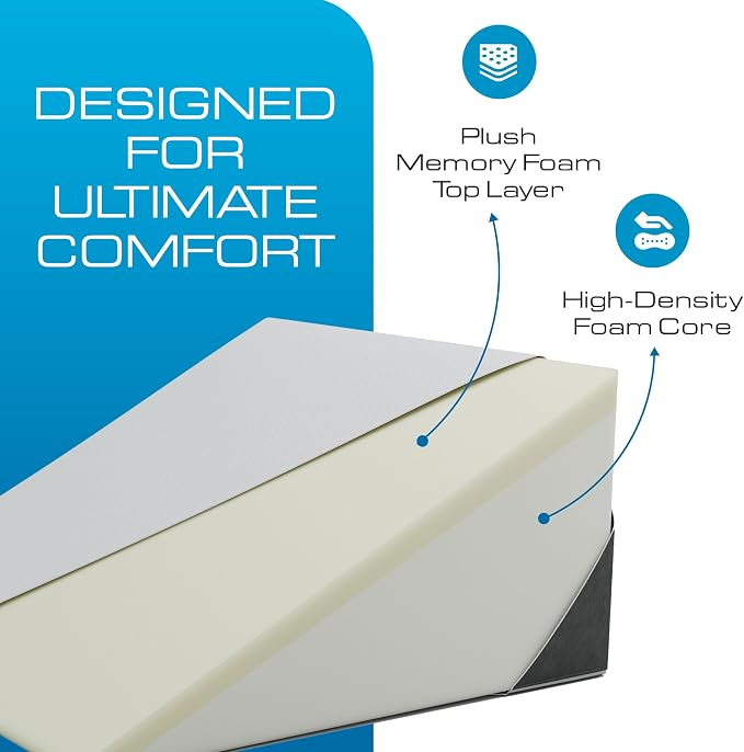 Kolbs Bed Wedge Pillow for Sleep Apnea, FSA Eligible Acid Reflux, and Back Pain Relief, with Chic Jacquard Cover - Headboard Wedges for Sleeping (Extra Wide 12" Height)