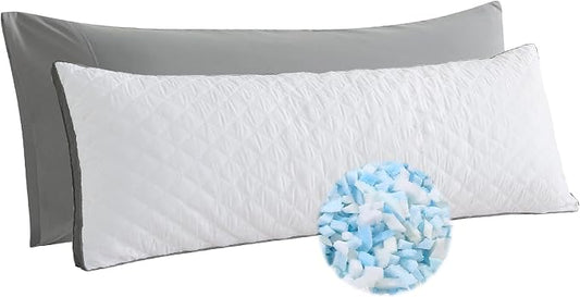 WhatsBedding Memory Foam Body Pillow with Cover, Long Bed Pillow for Adults | Breathable Removable Pillowcase, Skin-friendly, Medium-firm for Side Sleepers, Large Size Fits All