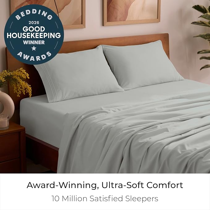 Mellanni Iconic 4-Piece, Ultra Soft Sheet Set (Queen, Spa Mint) | 10M+ Sleepers. Lab-tested: Sleeps Cool, Stays Bright, Strong, Smooth. Good Housekeeping Best Bedding, 7 yrs running.