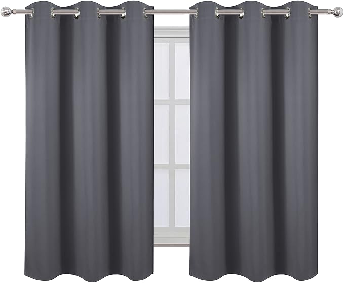 Grey Blackout Curtains for Bedroom Room Darkening Curtains/38 x 54 Inch Long Set of 2 Panels Draperies Thermal Insulated Living Room Curtains