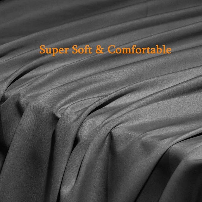 SONORO KATE Bed Sheet Set Super Soft Microfiber 1800 Series Luxury Egyptian Sheets Fit 18-24 Inch Deep Pocket Mattress Wrinkle-6 Piece (Dark Grey, California King)