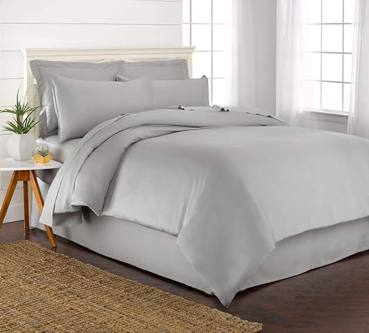 King Duvet Cover by Pure Bamboo, 3 Piece Set, Genuine 100% Organic Viscose Derived from Bamboo, Luxuriously Soft and Cooling, 2 Pillowcases (King, Silver Pearl)