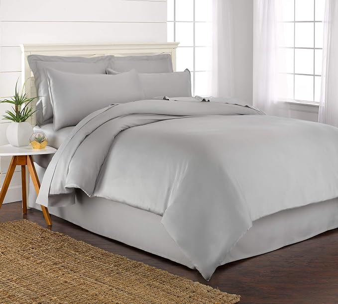 Twin Duvet Cover by Pure Bamboo, 2 Piece Set, Genuine 100% Organic Viscose Derived from Bamboo, Luxuriously Soft and Cooling, 1 Pillowcase (Twin, Silver Pearl)