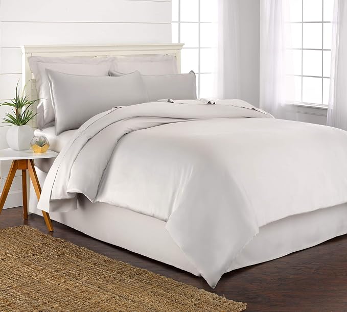 Twin Duvet Cover by Pure Bamboo, 2 Piece Set, Genuine 100% Organic Viscose Derived from Bamboo, Luxuriously Soft and Cooling, 1 Pillowcase (Twin, White)