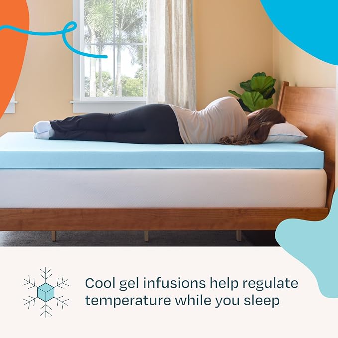 Linenspa Memory Foam Mattress Topper, Queen Size - 4 Inch Gel Infused Memory Foam - Plush Feel - Cooling and Pressure Relieving - CertiPUR Certified