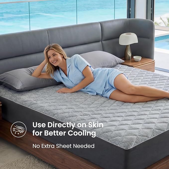 Cozy Bliss Leakproof Cooling Mattress Pad Twin XL, Q-Max>0.45 Soft Noiseless Breathable Mattress Protector, with Deep Pocket Fits 8–18 Inches for Summer Bed Hot Sleepers, Grey