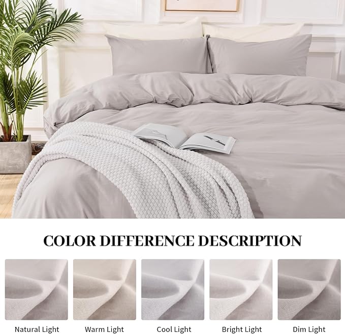 NEXHOME PRO Duvet Cover Full Size, 100% Washed Cotton Orgnic Linen Like Textured Breathable Durable Comfy, 3 PCs Home Bedding Set