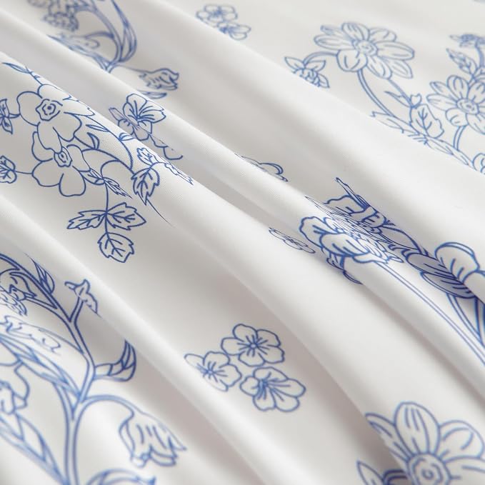 Nayoroom Blue Floral Duvet Cover Set King Spring Cottagecore Bedding | Soft Breathable Washed Microfiber, All-Season Comfort, Hidden Zipper, 4 Corner Ties, Modern Farmhouse Aesthetic Bedding