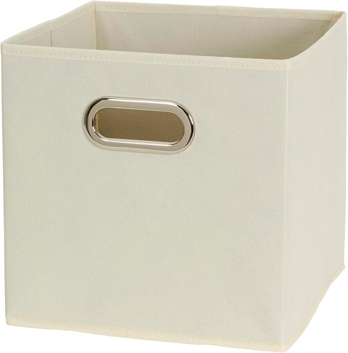 Household Essentials 82-1 Foldable Fabric Storage Bins |Set of 6 Cubby Cubes with Handles | Natural (Pack of 6)