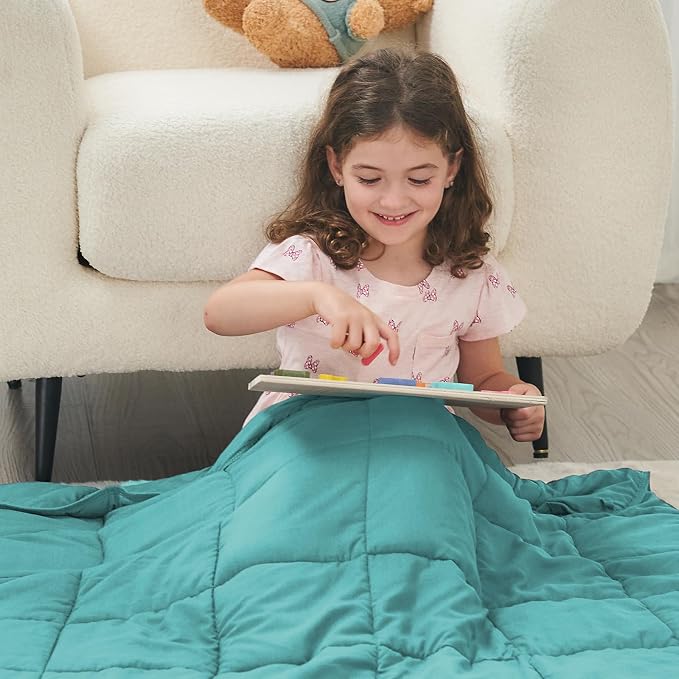 yescool Weighted Throw Blanket 7lbs, 41" x 60", Teal | Cooling Heavy Blanket , Perfect for 60-80 Lbs, Breathable Blanket With Premium Glass Bead, Machine Washable