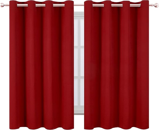 Red Blackout Curtains/52 x 45 Inch Length Kids Curtains/Set of 2 Panels Grommet Bedroom Curtains for Living Room