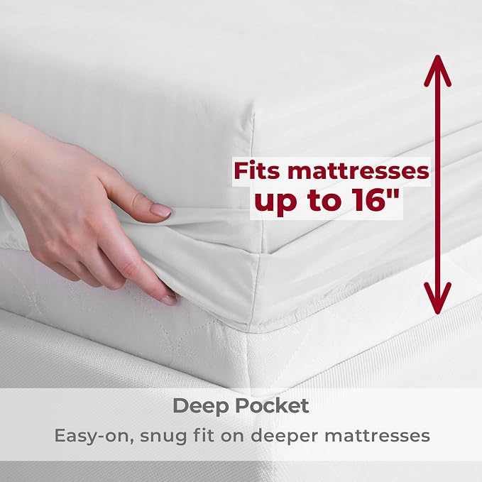 Mellanni Iconic 4-Piece, Ultra Soft Sheet Set (Full, Striped White) | 10M+ Sleepers. Lab-tested: Sleeps Cool, Stays Bright, Strong, Smooth. Good Housekeeping Best Bedding, 7 yrs running.