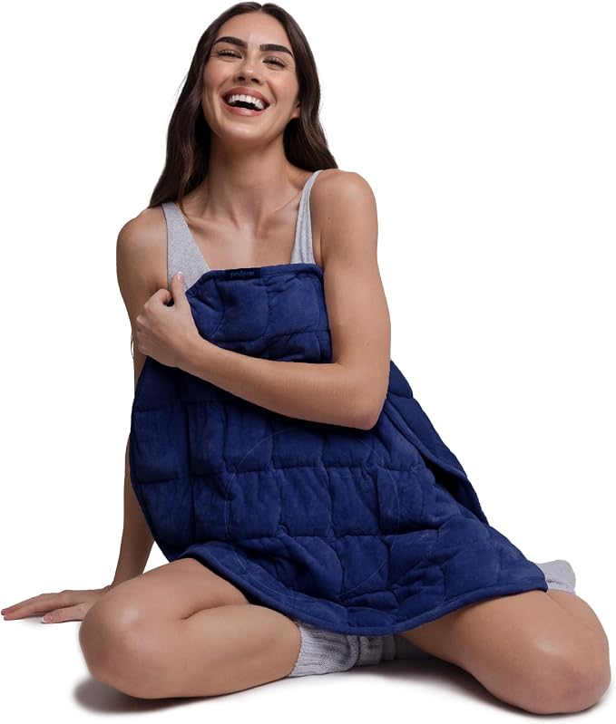 nodpod Body 6.5lb Patented Compact Weighted Blanket | Perfect for Relaxation, Lounging, Napping, Sleeping & Travel, Glass Bead Filled, Machine Washable, 29" x 24", Midnight