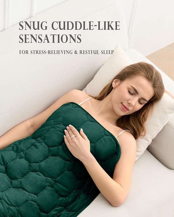 Cottonblue Small Weighted Lap Blanket 5lbs for Adults Teens 29"x33", Green | Luxury Crystal Velvet Weighted Blanket Pad, Washable Portable Travel Blankets for Sleeping Relaxation All Season, Washable