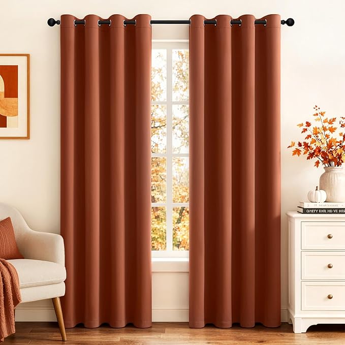 MIULEE Rust Blackout Bedroom Curtains Drapes 84 Inch Long 52"x84" | Grommet Top, Room Darkening Window Drapes, Privacy Protection, Thermal Insulated, Heat Blocking, Light Blocking