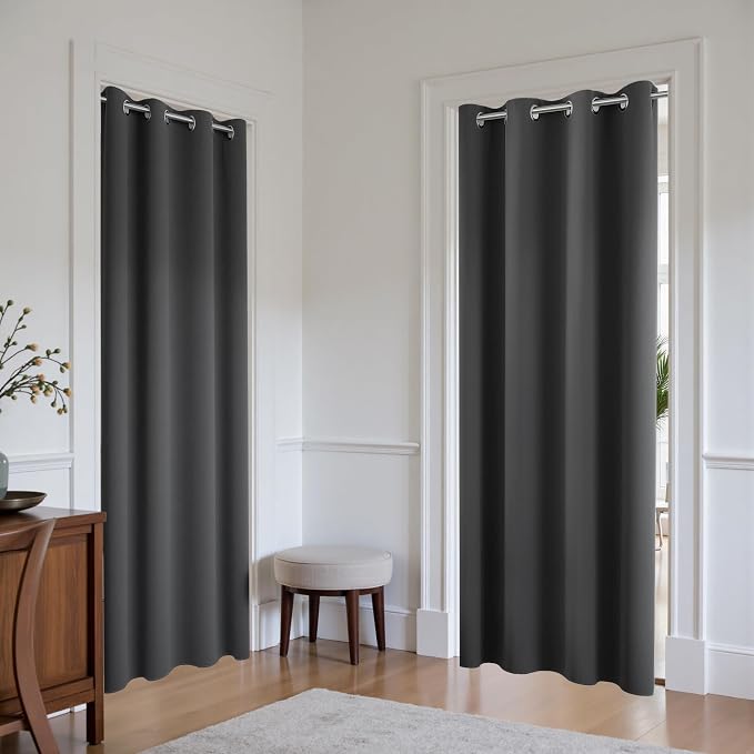 KOUFALL 78 Inch Long Closet Curtain 2 Panels,Insulated Thermal Closet Door Curtains Without Doors,Blackout Alternative to Accordion Door
