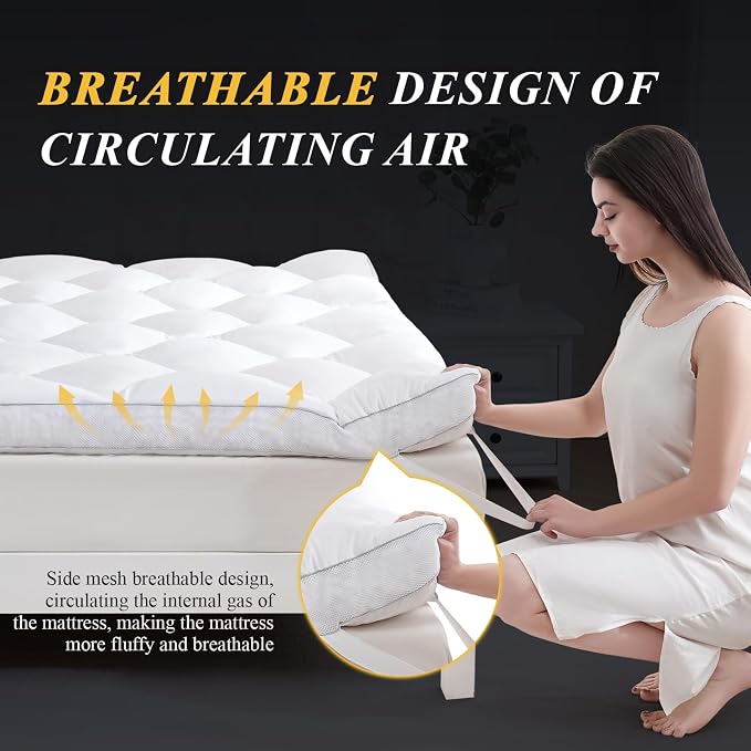 DOWNCOOL 3 Inch Twin Mattress Topper, Ultra Thick and Fluffy Supportive Memory Foam Mattress Topper for Body Pain, Mattress Pad with Breathable Mesh Design for Deep Sleep,75x39x3 Inches