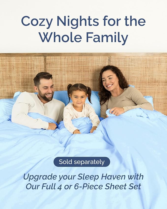 Full Flat Sheet - Single Top Flat Sheet Only - Soft & Cooling - Light Blue | Hotel Luxury Top Flat Sheet Only, Ultra-Soft, Breathable & Cooling, Fade & Wrinkle Free, Easy-Care, Stain & Shrink Resistant