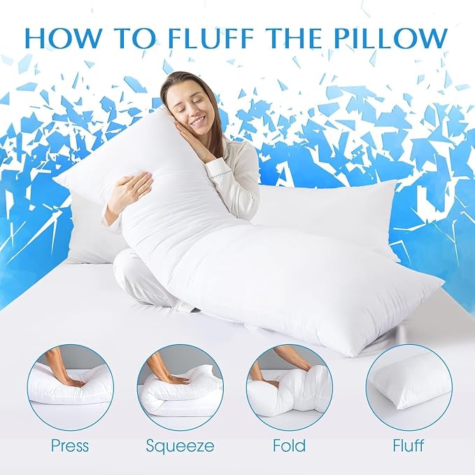 SHOUREN Large Body Pillow,Long Bed Pillow for Adults,20x54in | Breathable,sweat-absorbing,skin-friendly,medium firmness for side sleepers,multiple application