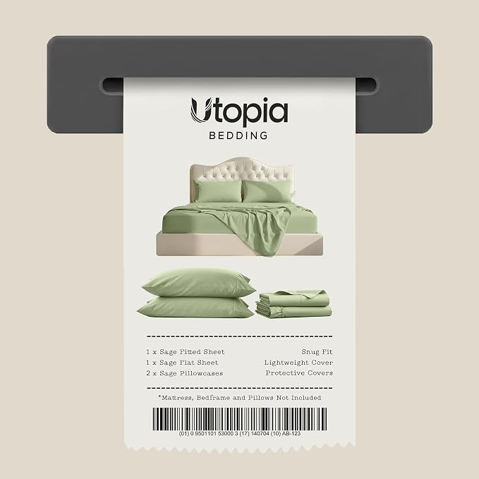 Full Sheets Set, 4 Pieces 16" Deep Pocket Hotel Luxury Bed Sheets, Sage | Extra Soft Bedsheet Set, Comfy & Breathable Cooling Sheets, Wrinkle & Fade Resistant, Fitted Sheet, Flat Sheet, 2 Pillowcases