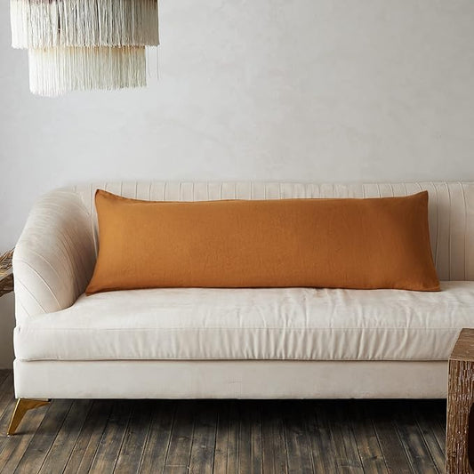 Simple&Opulence Body Pillow Cover 20" x 54",100% Pure Linen, Ultra Soft and Breathable, Body Pillowcase with Envelope Closure for Adults(Rust)